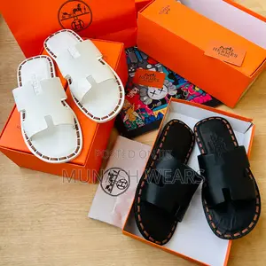 Hermes Wooden Leather Slipers