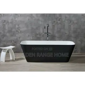 Free Stand Black and White Bathtub (Matt Black)
