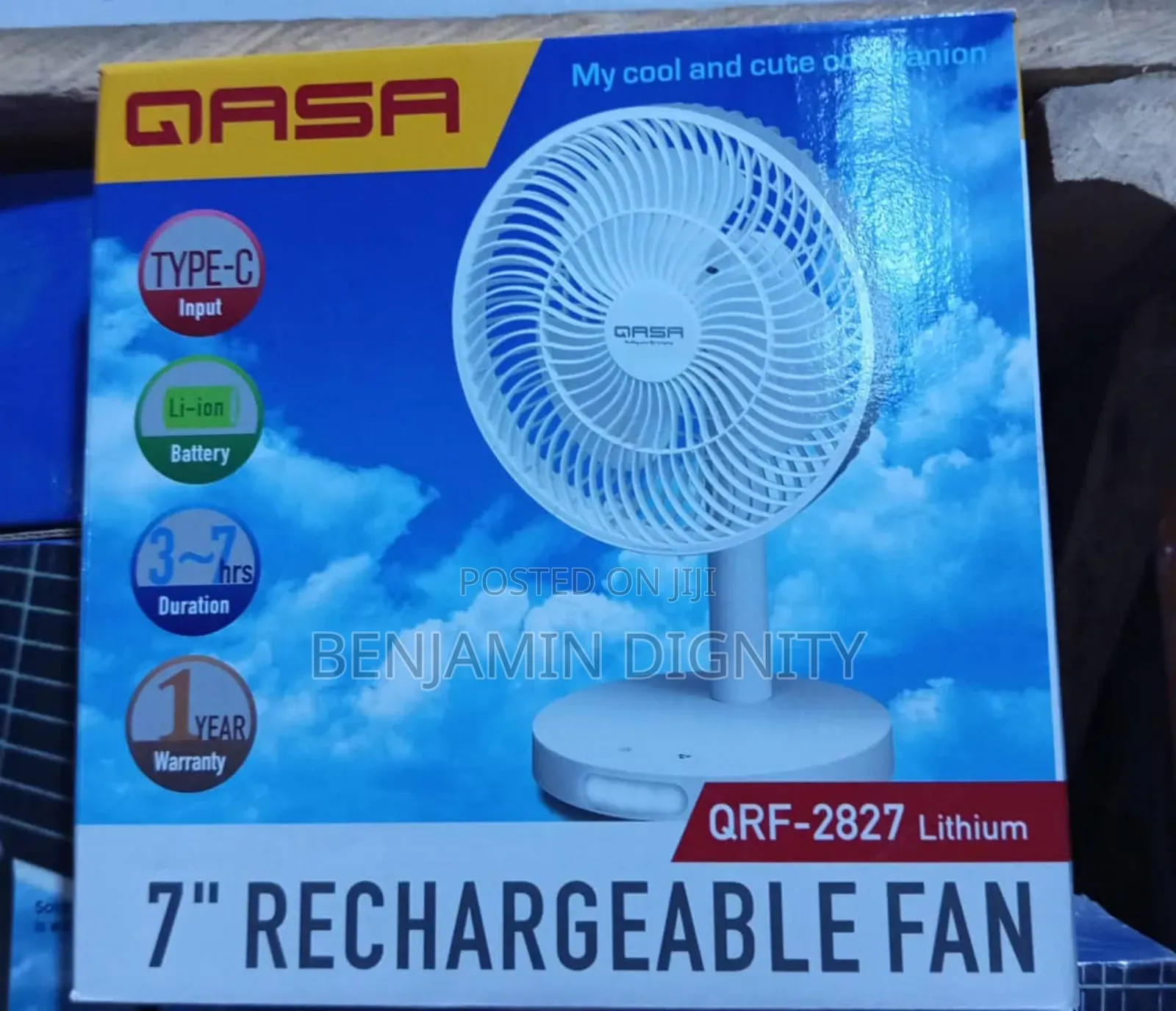 7" Table Top Rechargeable Fan