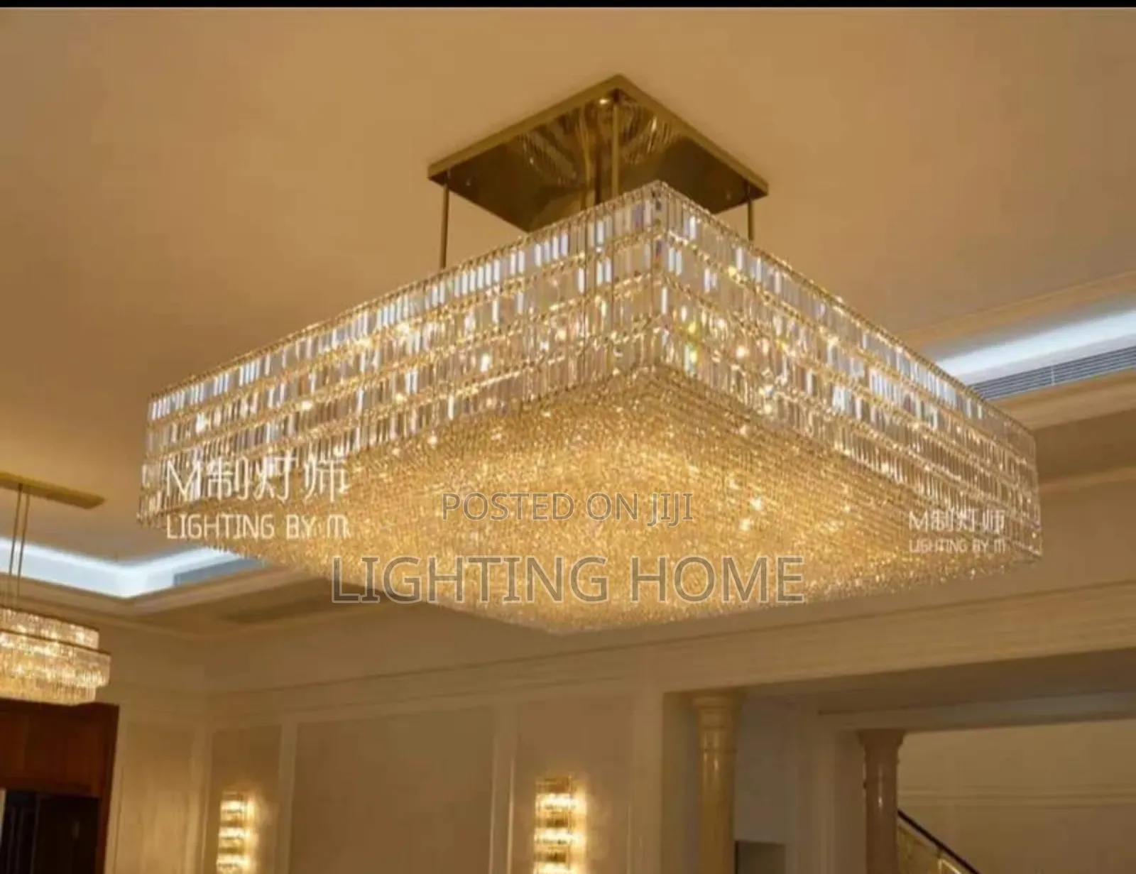 Golden Square Shape Crystal Chandelier  By 1200mm