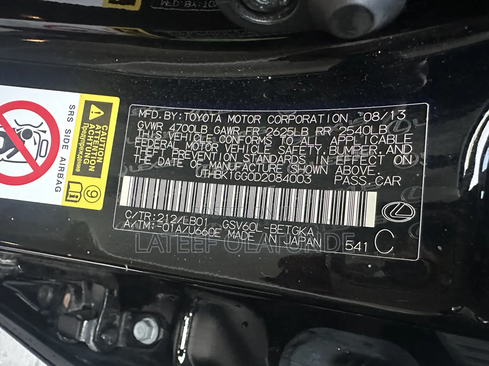 Lexus ES 350 FWD 2014 Black
