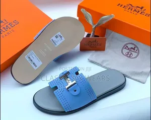 Sky Blue Sweet Latest Hermes Cover Slippers