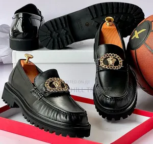 Plain Leather and Patent Patent Chunky Shoes
