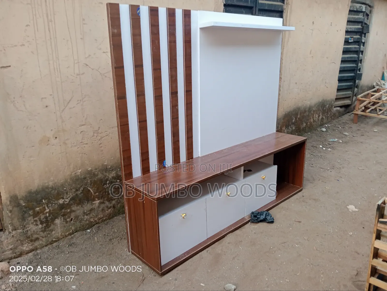 White and Brown 6ft by 7ft Tv Console
