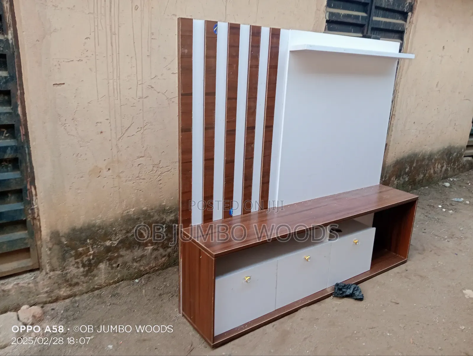 White and Brown 6ft by 7ft Tv Console