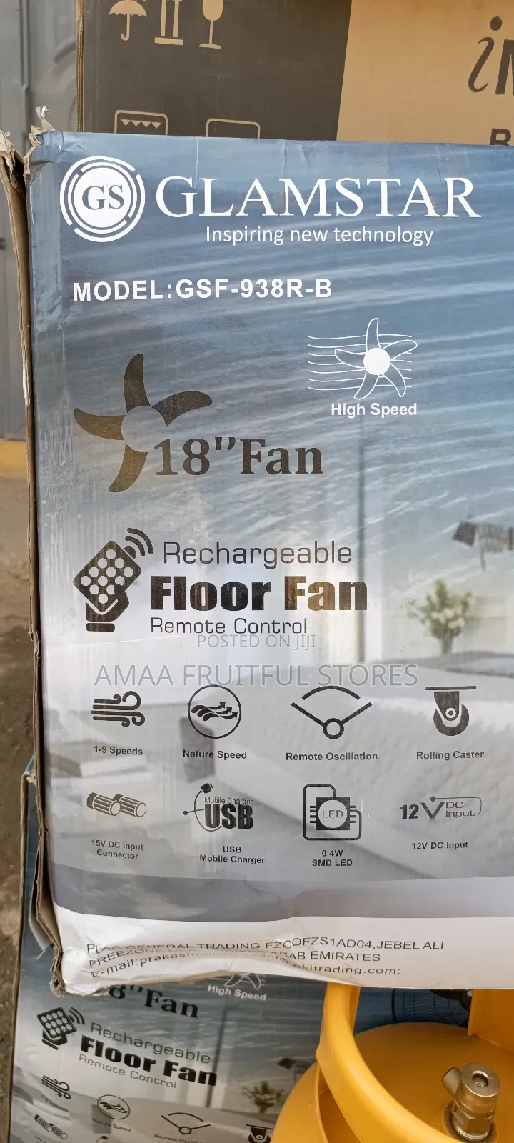 Glamstar Rechargeable Fan 18"