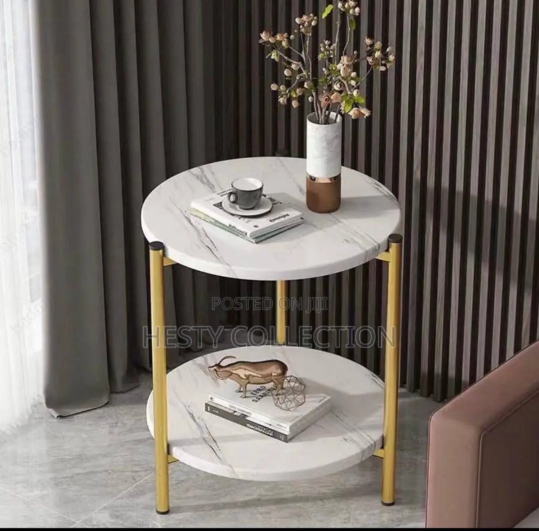 Round Square Faux Marble Wooden Stool Side Table Two Step