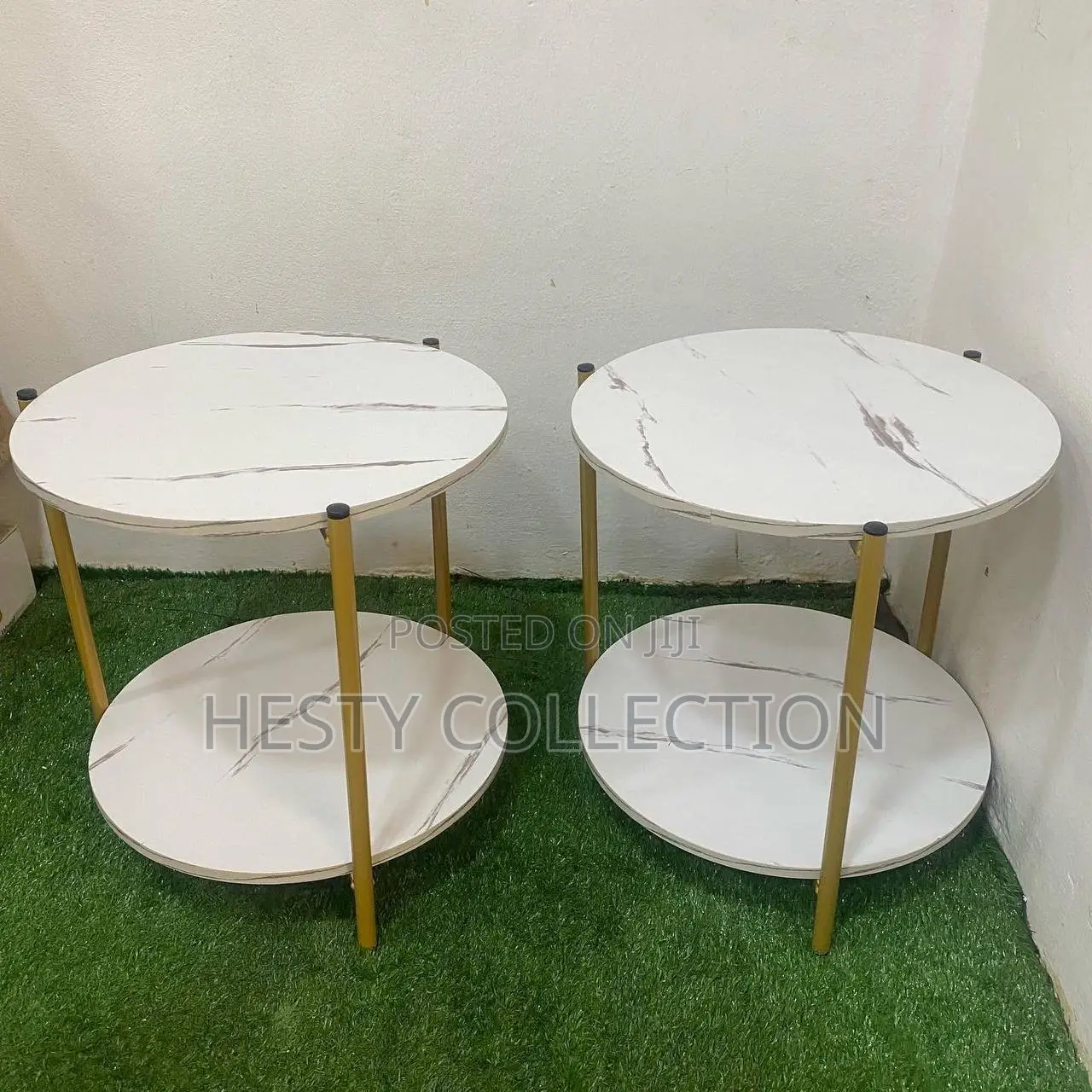 Round Square Faux Marble Wooden Stool Side Table Two Step