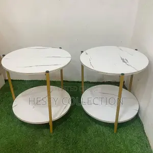 Round Square Faux Marble Wooden Stool Side Table Two Step