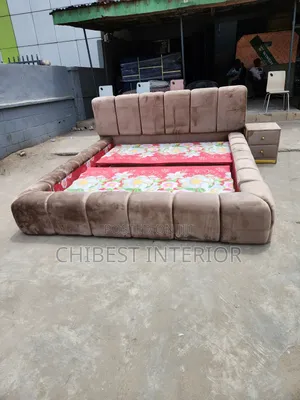 Upholstery Padded 7by6 Dark Cream Colour Bed