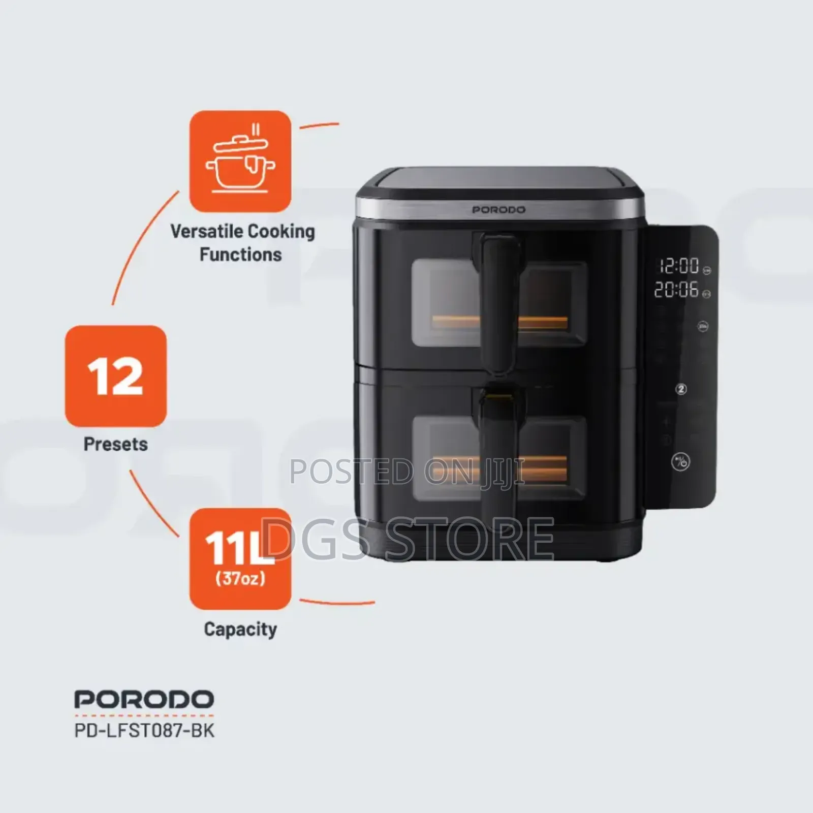 Porodo Lifestyle Lfs087 Double Stack Air Fryer 11l