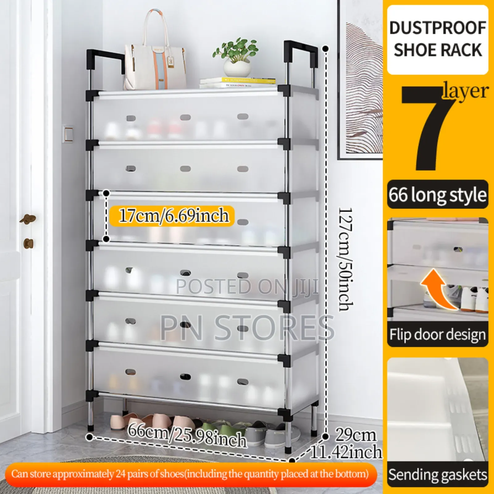 7 Layers Shoe Rack With Transparent Cover