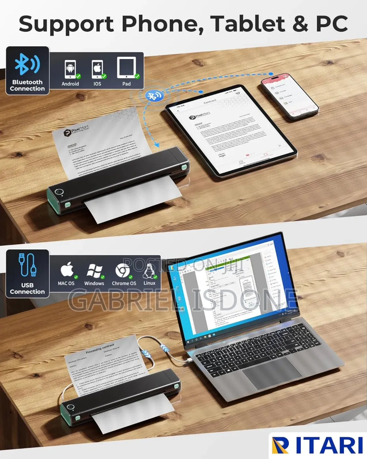 Mobile Wireless Inkless M80f Bluetooth A4 Thermal Printer