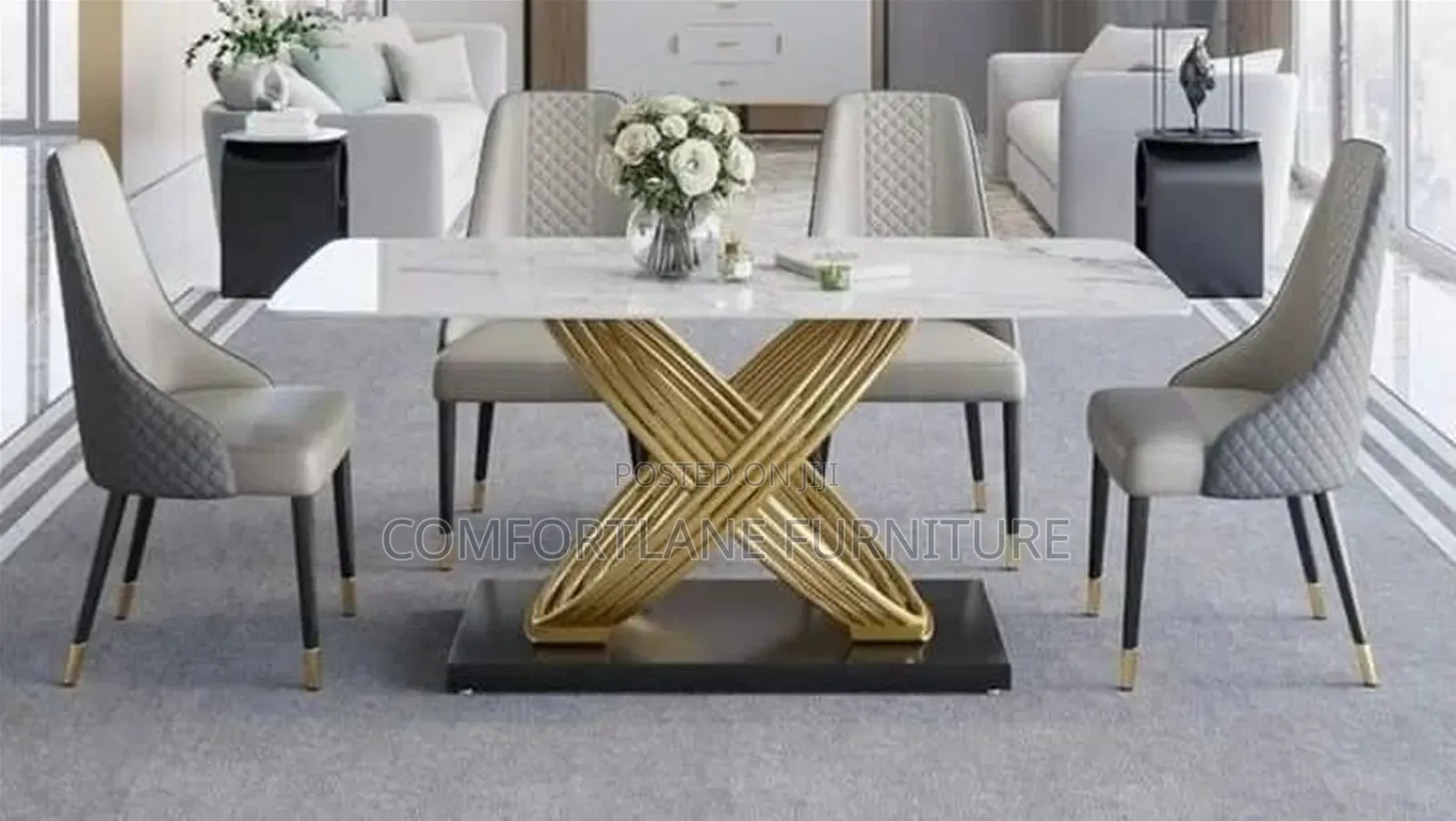 Marble Dining Table With Six Seaters