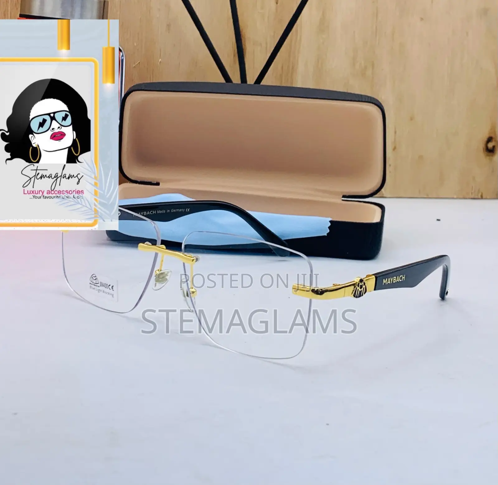 Maybach Square Frame Glasses, Classic Full-Rim Design