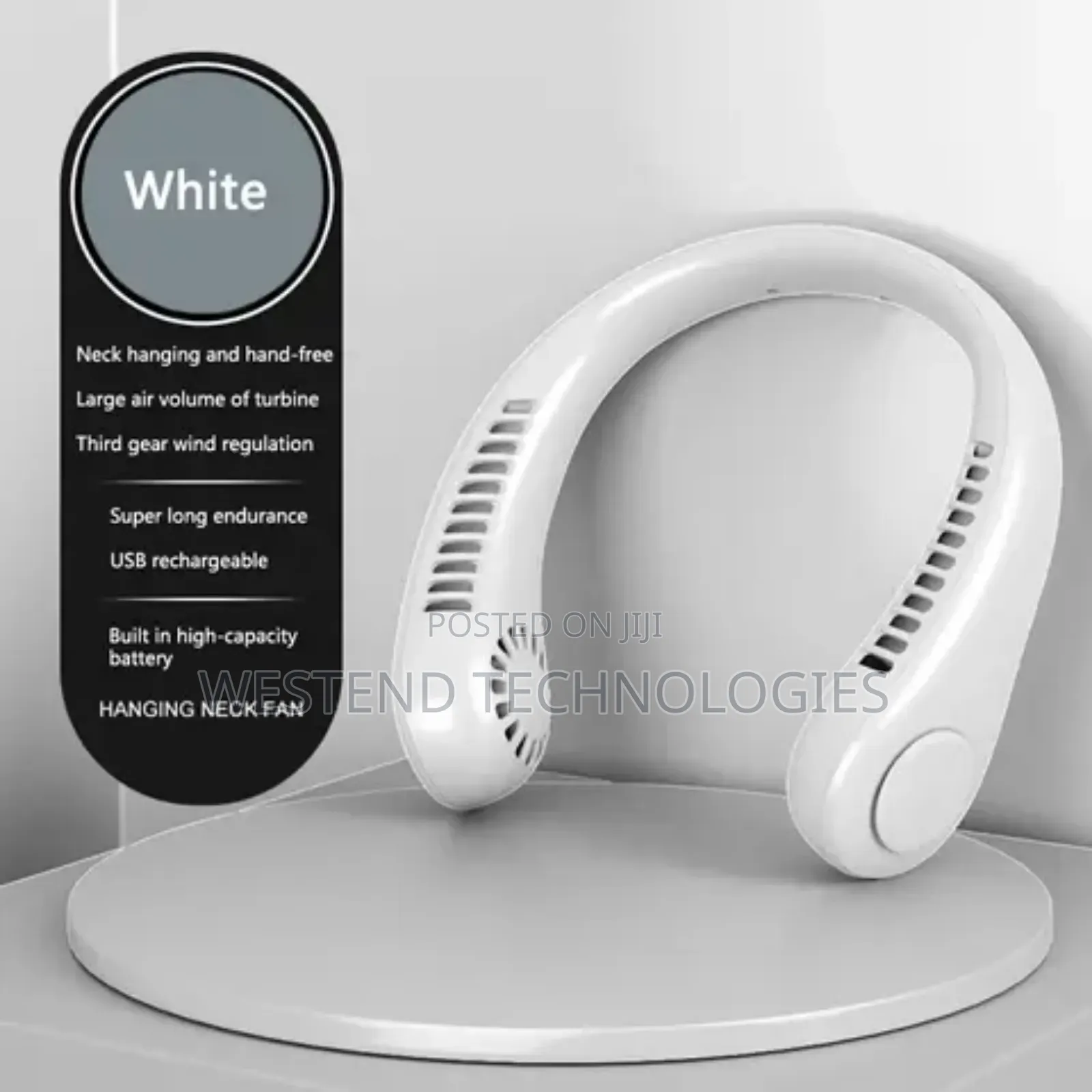 Cool Breeze Rechargeable Necklace Fan 3-Way Speed