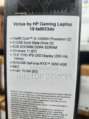 New Laptop HP Victus 15 8GB Intel Core I5 SSD 512GB
