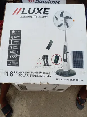 18" Rechargeable Fan With Solar Panels And 2 Bulbs.