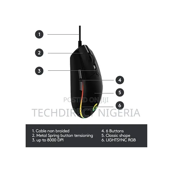 Gaming Mouse G203 Lightsync RGB 6 Button - Black