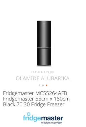 Fridgemaster 265litters 55cm/180cm Black70/30 Fridge Freezer