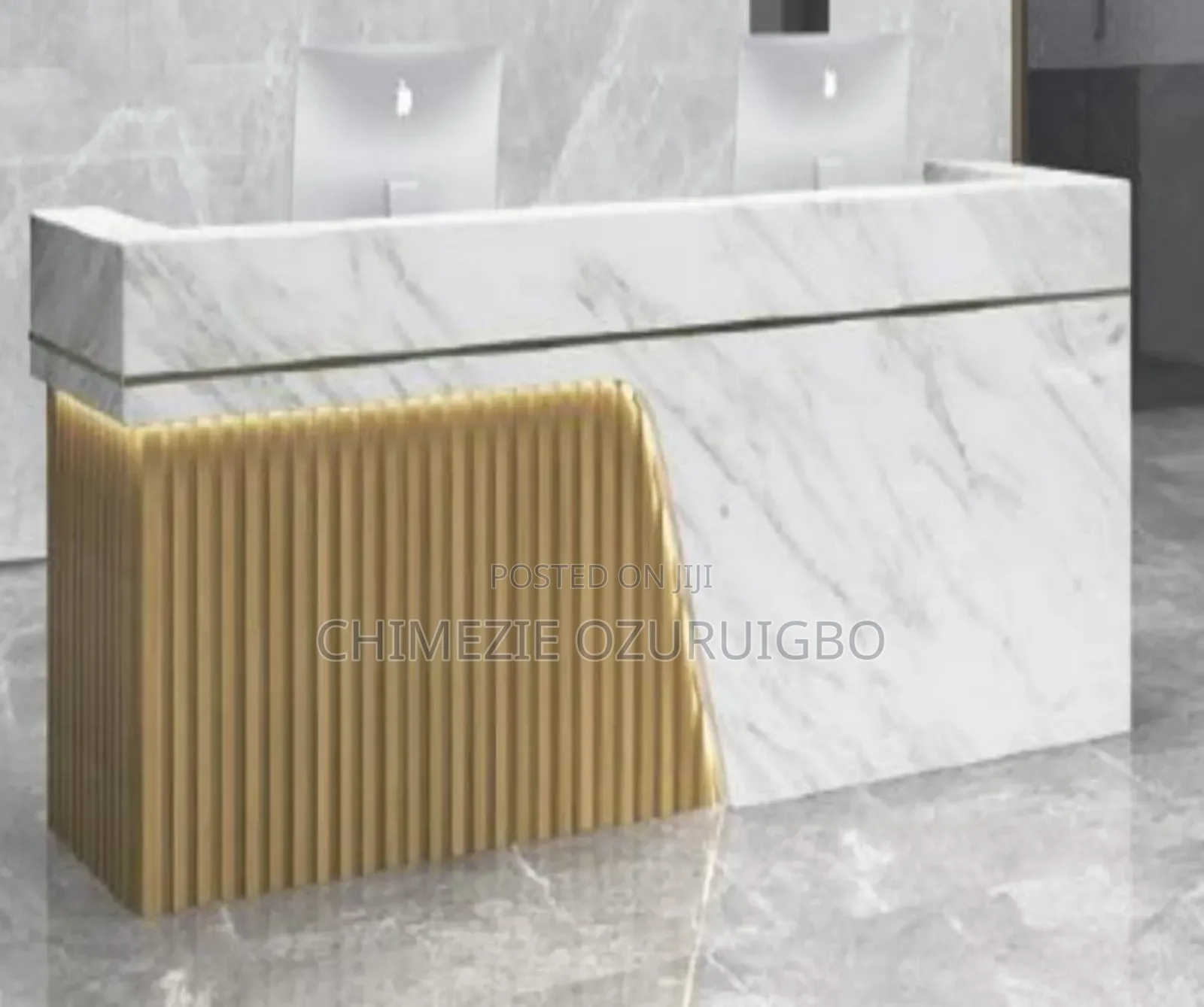 2 Meters White Office Reception Table