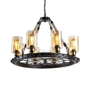 Vintage Industrial Wheel Chandelier