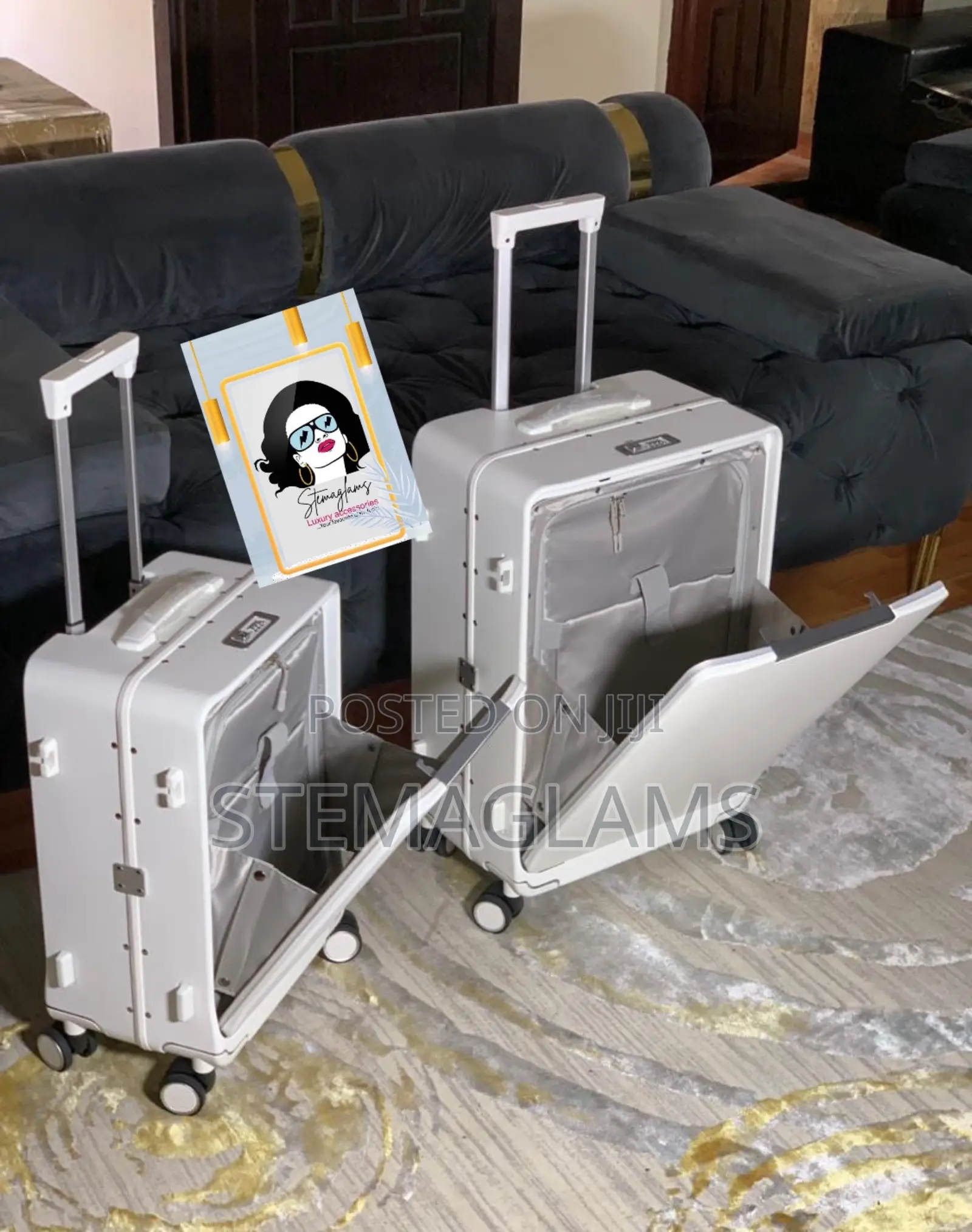 Hybrid Pull Suitcase With Front Zipper Compartment,Stylist