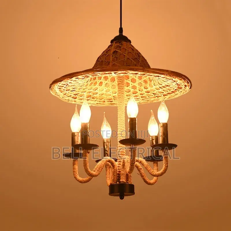 Rustic Rattan Chandelier