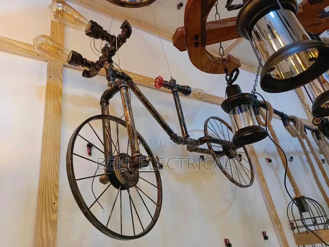 Vintage Bicycle Pipe Chandelier