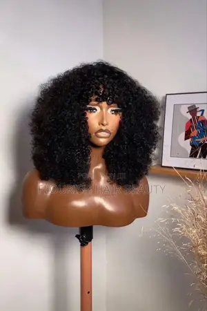 Boma Curls Fringe Wig - Super Soft Human Hair Blend Wig