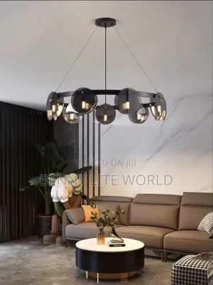 Black and Gold Glass Chandelier Light