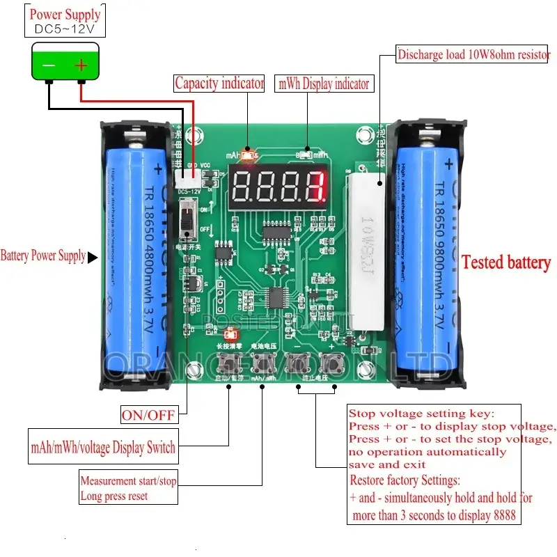 Battery 18650 Lithium Battery True Capacity Tester Module