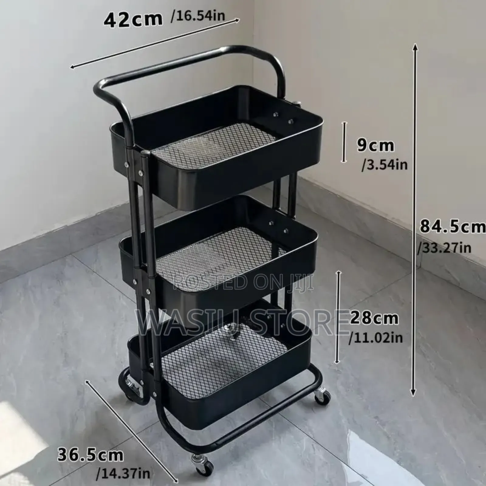 3-Tier Iron Multifunction Trolley / Utility Cart