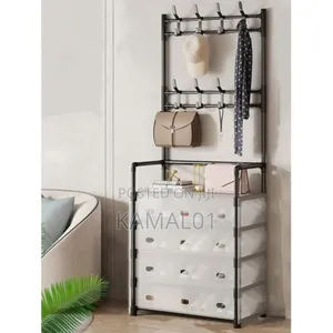 Photo - 5-Layer Hall Tree With Metal Clothes Rail, Shoe Rack