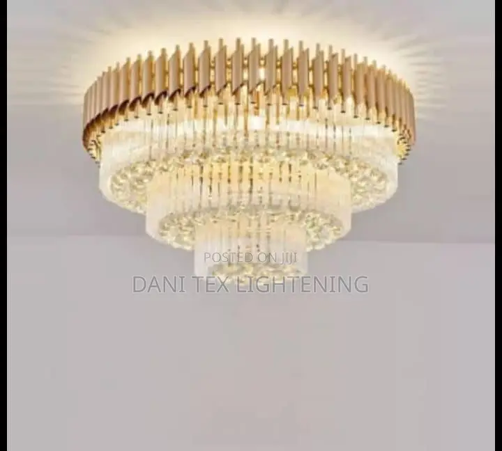 Modern Led Dimmable Round Rectangular Golden Black Crystal