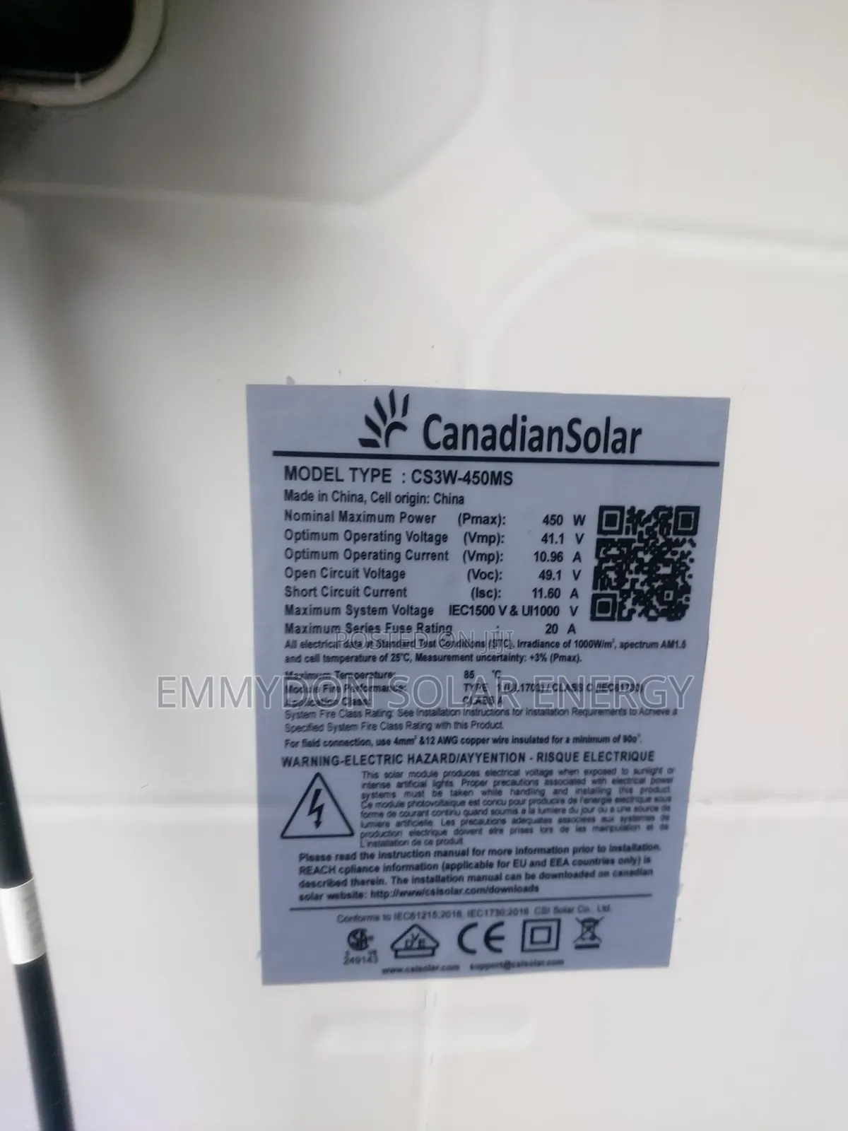 Original Canadian Panel 450watt