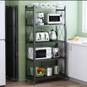 5 Steps Black Metal Foldable Storage Rack