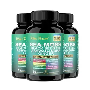 Photo - Wins Town Sea Moss Black Seed Oil Ginger - 60 Capsules