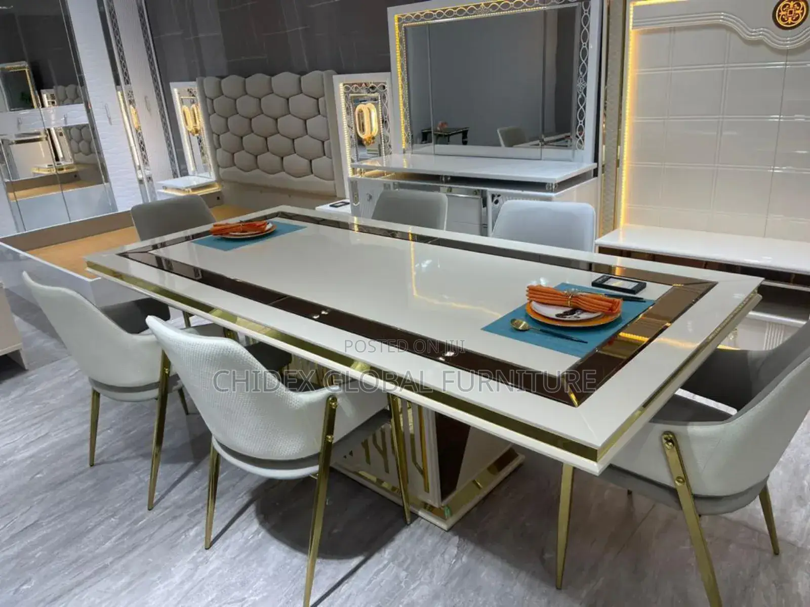 Contemporary Marble Top Dining Set