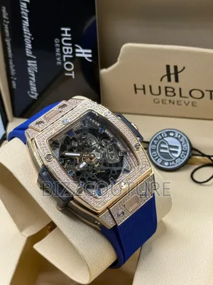 Original Hublot Iced Out Blue Strap Watch