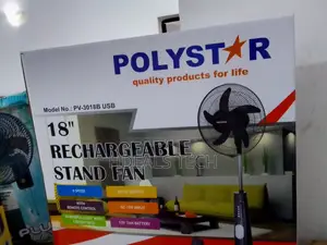 Smart Choice- Polystar 18inches Rechargeable Standing Fan