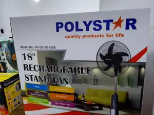 First Class- Polystar 18inches Rechargeable Standing Fan
