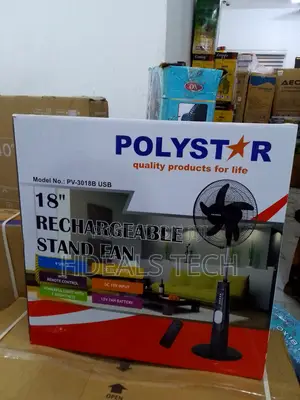 Top Value- Polystar 18inches Rechargeable Fan