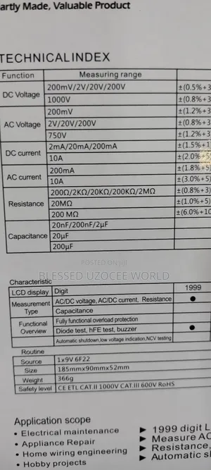 Koocu Dt-9205 Plus Digital Multimeter Tester Device Tool