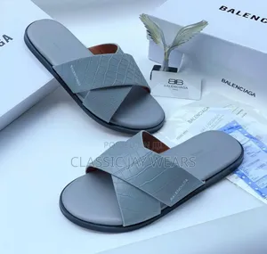 Luxury Balenciaga Ash Color Cross Slippers