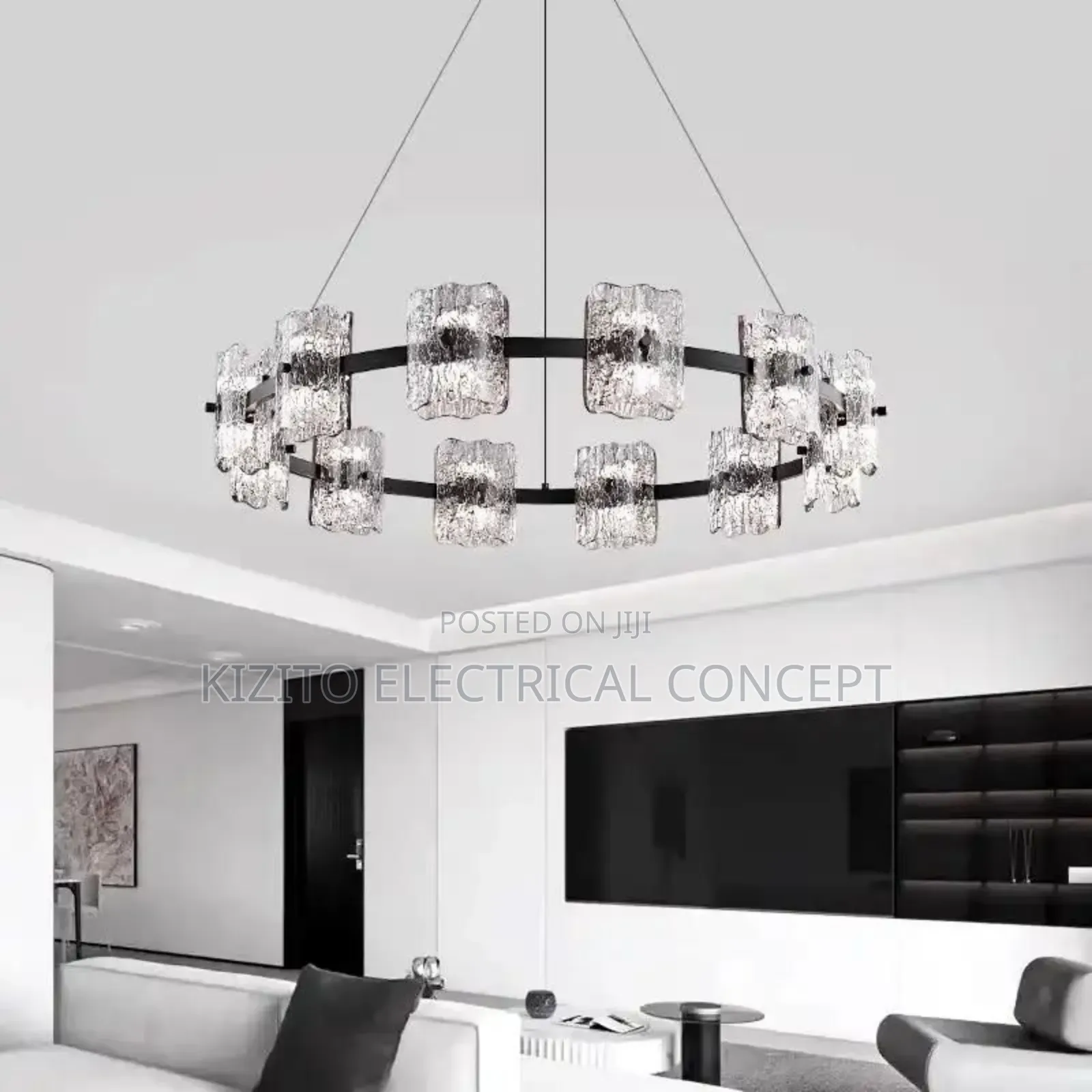 Minimalistic Dropping Crystal Dining and Living Room