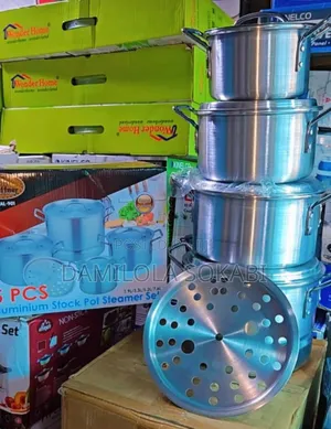 5 Set Aluminum Stock Pot With Steamer