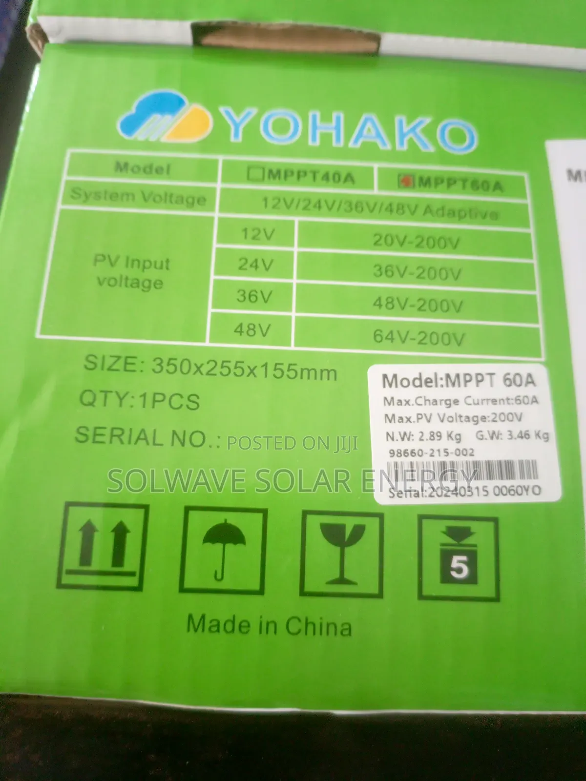 MPPT 60ah 48v Change Controller Yohako