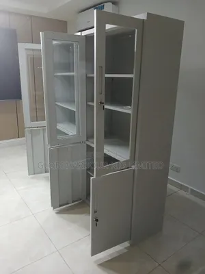 Half Glass Half Doors Full Height Metal Cabinet