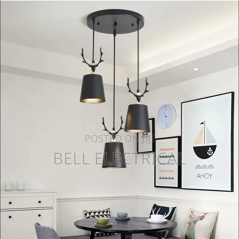 Modern Black Antler Pendant Light